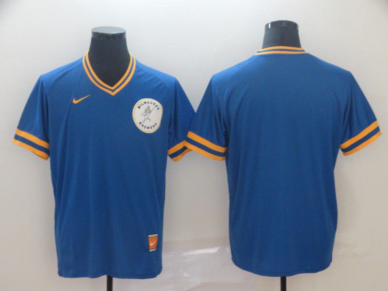 Men Milwaukee Brewers Blank Blue Nike Cooperstown Collection Legend V-Neck MLB Jersey->milwaukee brewers->MLB Jersey